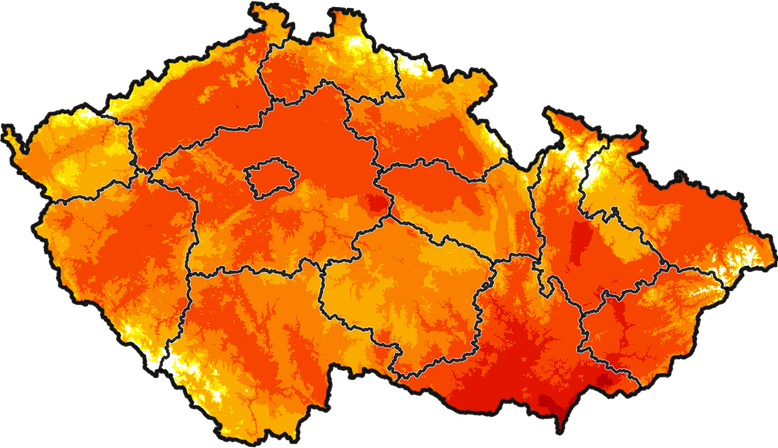 Trvání horkých dní (HI ≥ 32 °C)